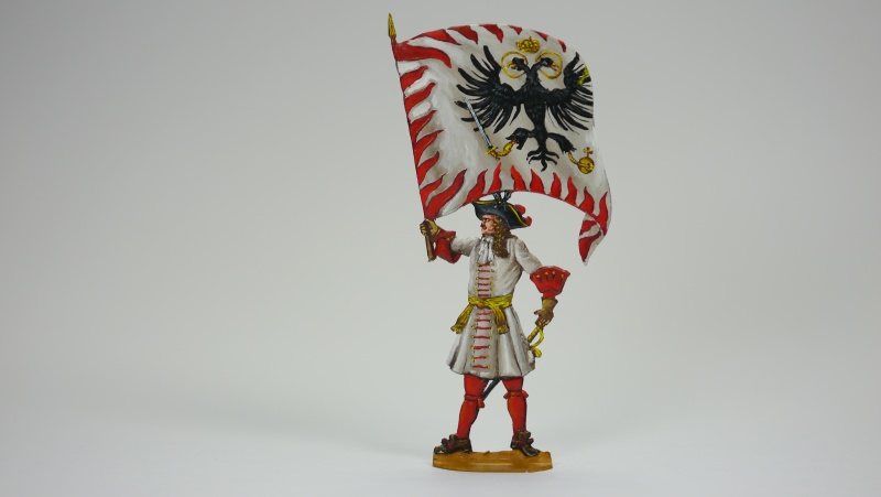 Fahne eines österreichischen Infanterieregiments um 1683, (Begleitfigur zu Karl von Lothringen)