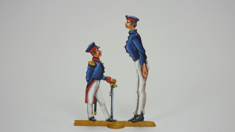 Französischer Revolutionsgardist 1789 beidseitig graviert, breites rhombenförmiges Fußbrett, AH=54mm