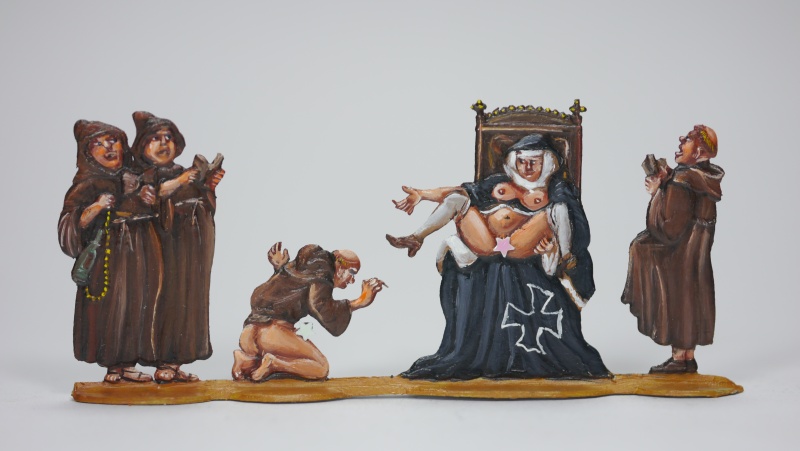 Nonne mit 4 Mönchen