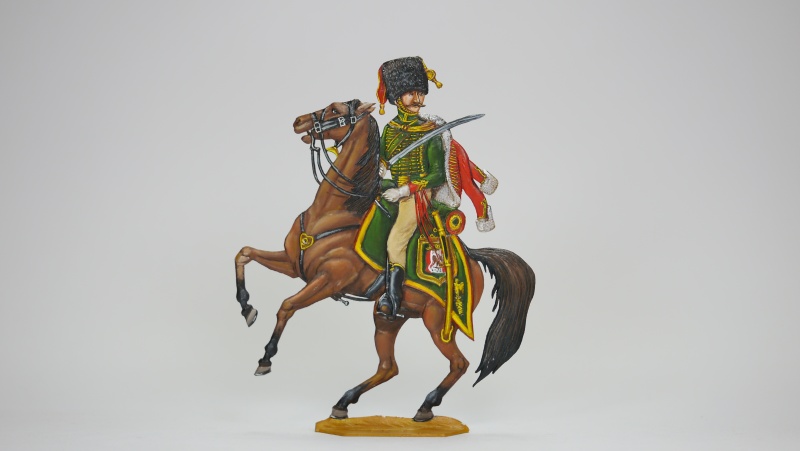 Französischer Jäger zu Pferd, beidseitig graviert,100mm Figur, Gesamthöhe=125mm