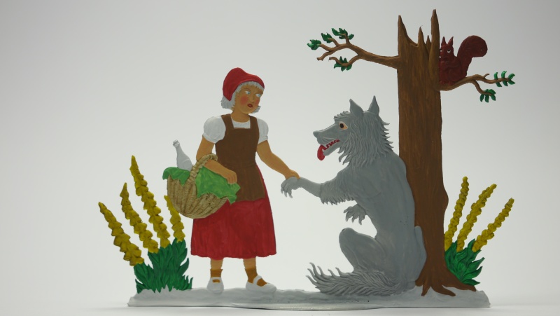 Rotkäppchen und der Wolf, beidseitig graviert, BxH= 160x120mm