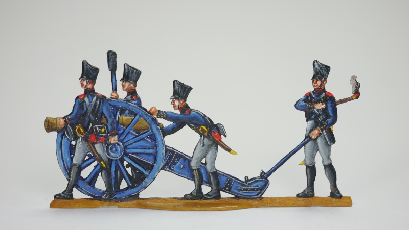 Preußische Artillerie, Kanone ladend und ausrichtend, Gruppe,