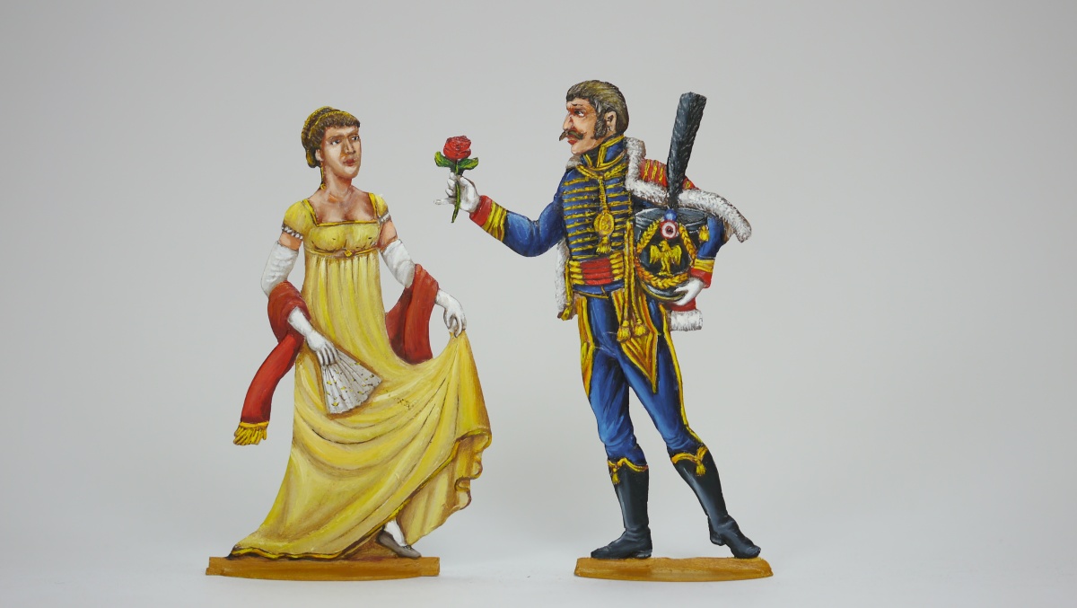 Der Rosenkavalier, 2 Figuren ,beidseitig graviert, AH=80mm u. AH=75mm