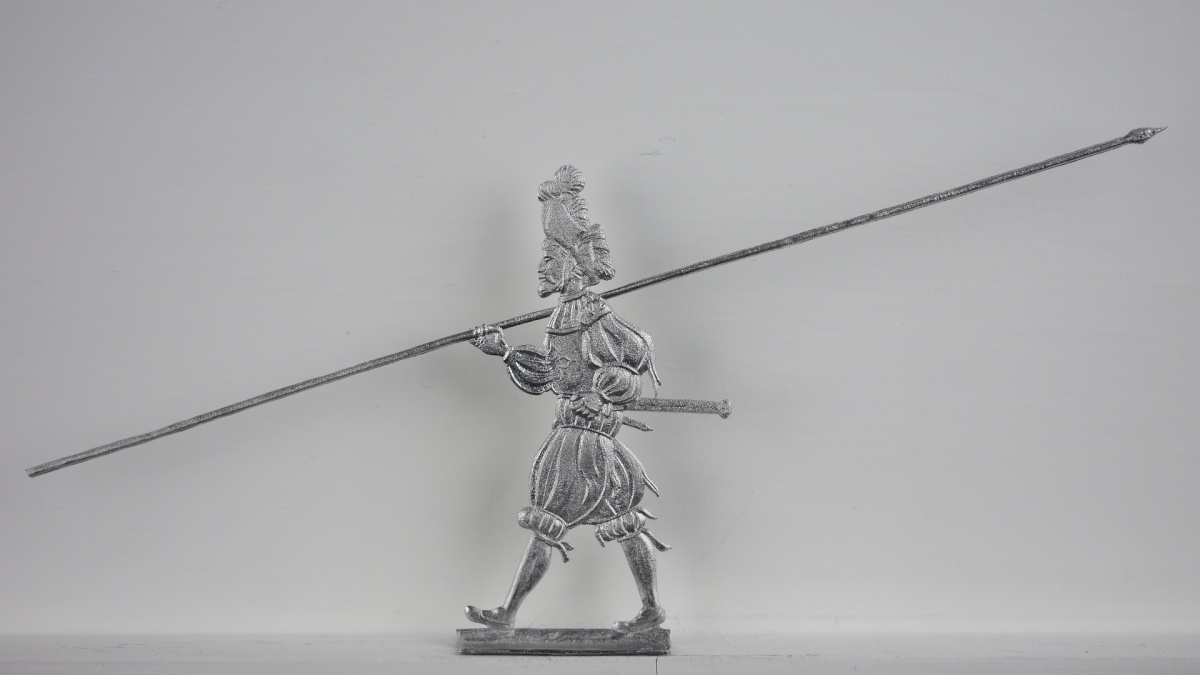 Deutscher Landsknecht mit Spieß auf Schulter, AH=54mm