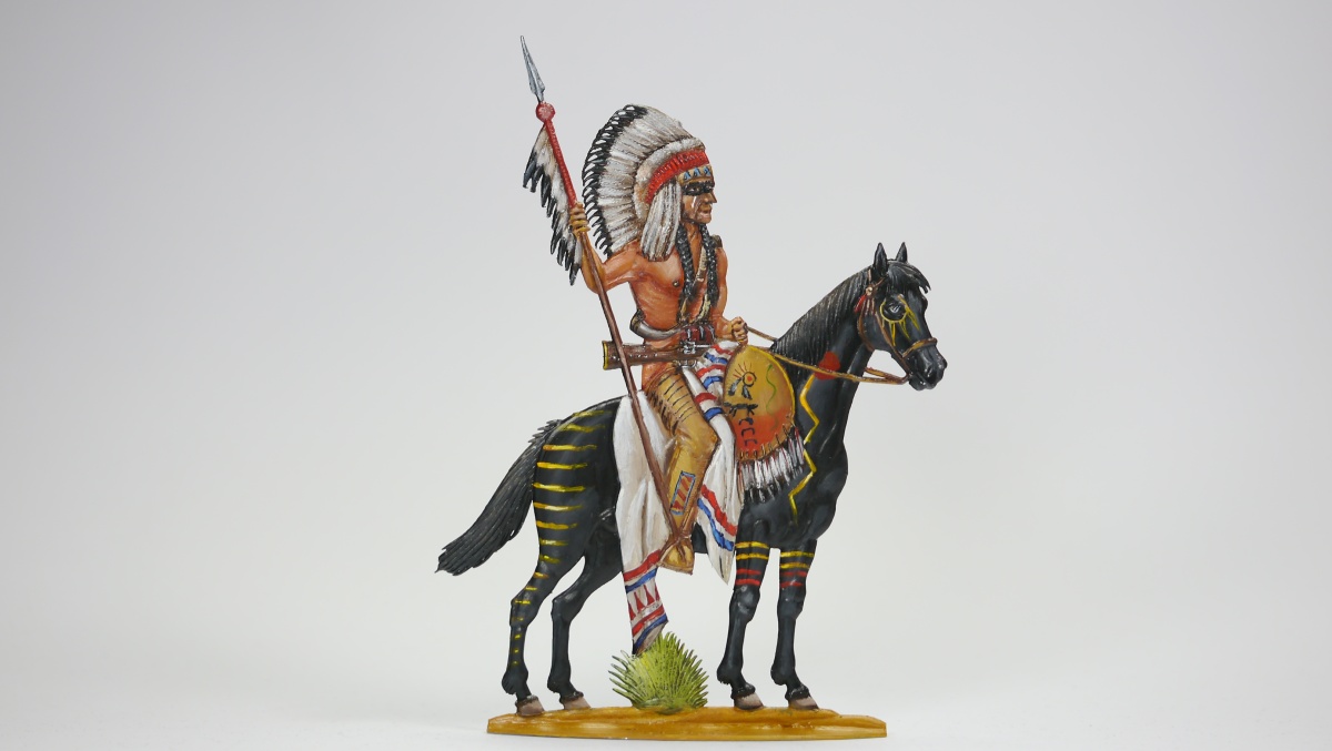 Cheyenne-Häuptling, beidseitig graviert, 100mm Figur, Gesamthöhe= 140mm