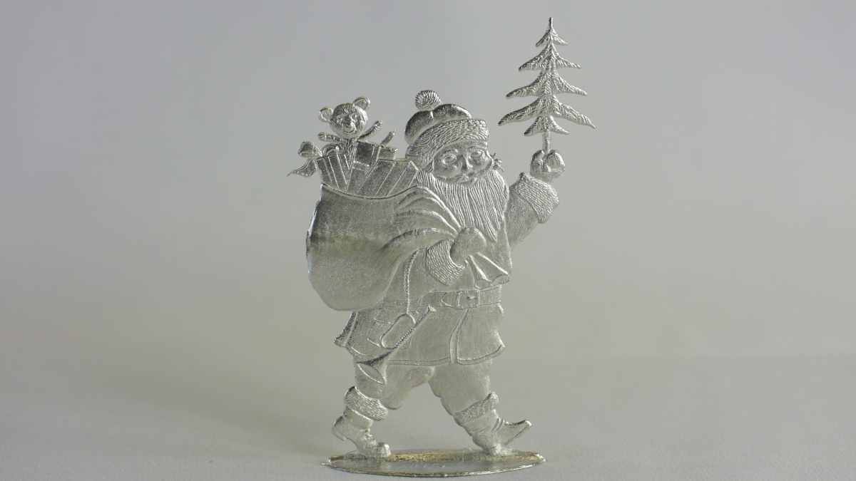 Weihnachtsmann mit Sack, seitlich, beidseitig graviert, H x B= 90 x 60 mm