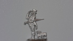 John Bull mit Bulldogge, nationale Personifikation des Königreichs Großbritannien,1712 von John Arbuthnot geschaffen, Kaufmann