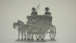 Kutsche mit aufgesessenem Kutscher u. Lakai, beidseitig graviert, GH=50mm Zeichnung: Dr. Peter Dangschat, Gravur: Rolf Grünewald